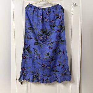 Habitat 100% linen Purple Floral ruffled Skirt Medium